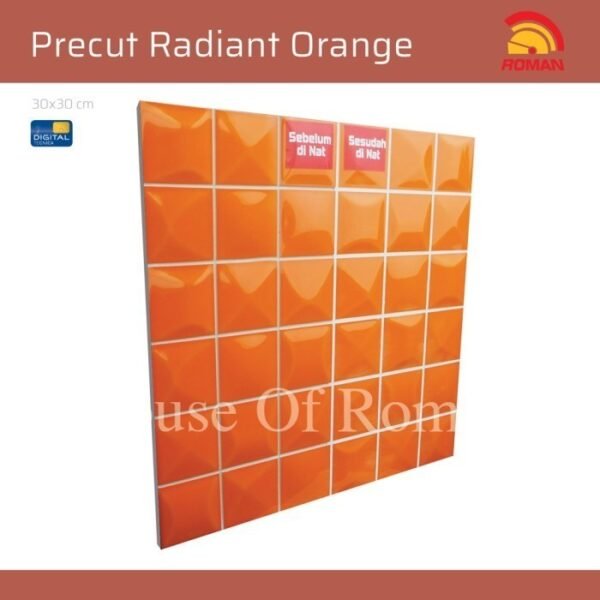 TERMURAH ROMAN KERAMIK PRE CUT 30 X 30 PWA33723 RADIANT ORANGE GOL B - Image 3