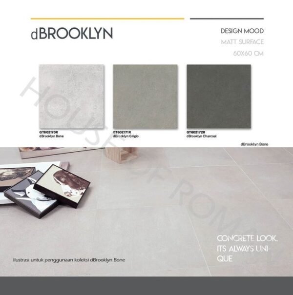 TERMURAH ROMAN GRANIT 60 X 60 GT602172R DBROOKLYN CHARCOAL - Image 3