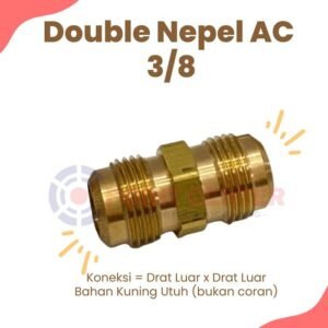 TERMURAH DOUBLE NEPEL AC 3/8 SAMBUNGAN PIPA AC KUNINGAN