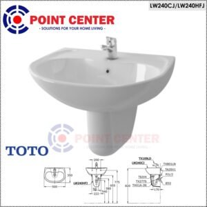 TERMURAH TOTO LW240CJ / LW240HFJ HALF PEDESTAL LAVATORY