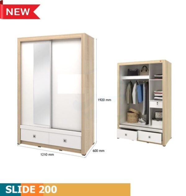 TERMURAH ACTIV FURNITURE SIENA SL 200 LEMARI SLIDING 2 PINTU CERMIN - Image 2