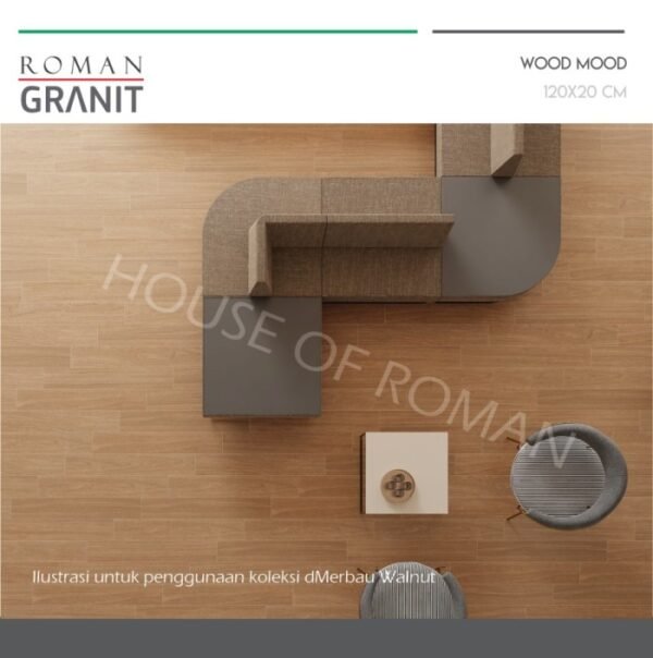 TERMURAH ROMAN GRANIT 120 X 20 GT1222215R DMERBAU WALNUT - Image 2