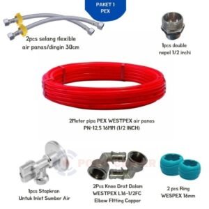 TERMURAH KELENGKAPAN WATER HEATER/AKSESORIS/SELANG FLEXIBLE PAKET 1PEX