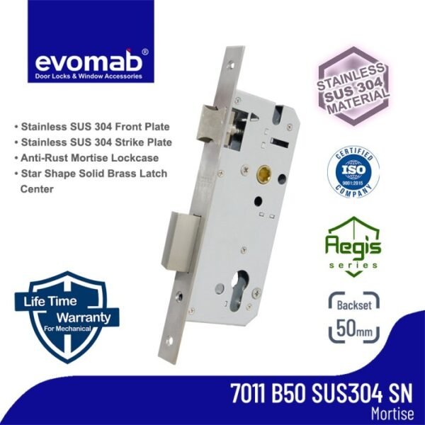 TERMURAH BADAN KUNCI / MORTISE / LOCK BODY STAINLESS SUS 304 50MM