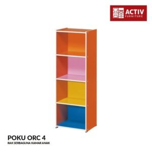 TERMURAH ACTIV FURNITURE POKU ORC 4 LEMARI RAK BUKU 4 SUSUN 40 x 118