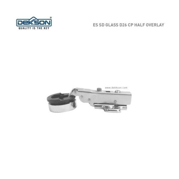 TERMURAH DEKKSON Engsel Lemari HYD ES SD GLASS D26 HALF OVERLAY CP - Image 3