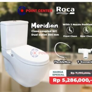 TERMURAH ROCA PROMO CLOSET DUDUK MERIDIAN DUAL OUTLET 305 MM RIMLESS