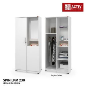 TERMURAH ACTIV FURNITURE SPIN LPM 230 LEMARI PAKAIAN 2 PINTU MEJA KACA