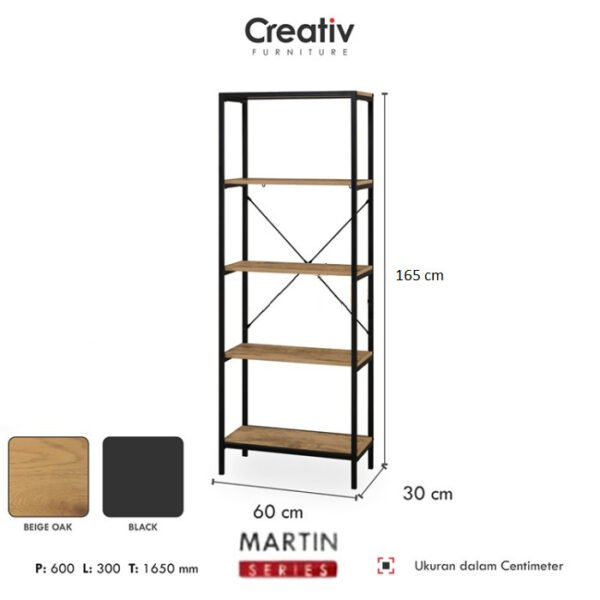 TERMURAH ACTIV FURNITURE MARTIN BC 65 J LEMARI RAK BUKU 60 X 165 CM - Image 3