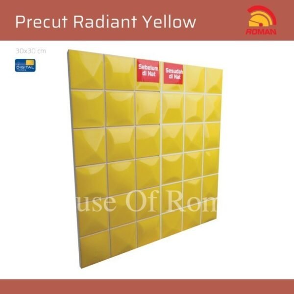 TERMURAH ROMAN KERAMIK PRE CUT 30 X 30 PWA33722 RADIANT YELLOW GOL B - Image 3