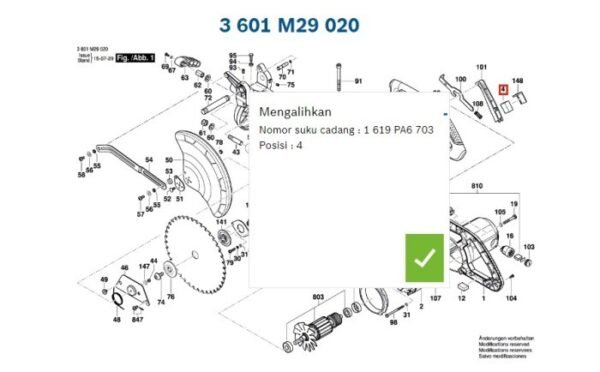 TERMURAH 1619PA6703 BOSCH SWITCH GCM 10 MX / SPARE PART BOSCH ORIGINAL - Image 2