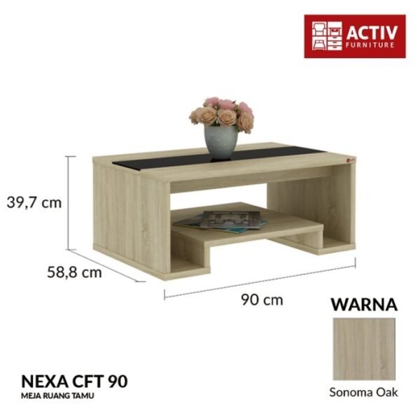 TERMURAH ACTIV FURNITURE NEXA CFT 90 MEJA TAMU MOTIF KAYU MODERN - Image 2