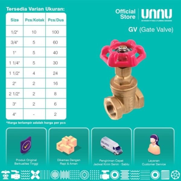 TERMURAH UNNU KRAN GATE VALVE - GV 3 INCHI - Image 3