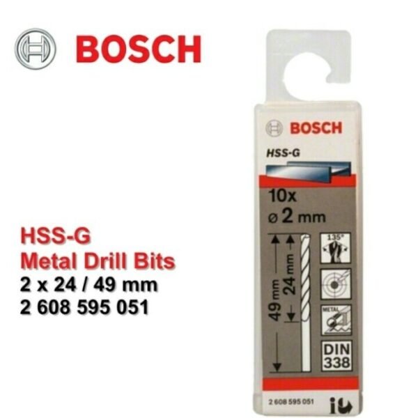 TERMURAH BOSCH MATA BOR HSS-G METAL DRILL BIT 2.0 MM X 10 PCS - Image 2