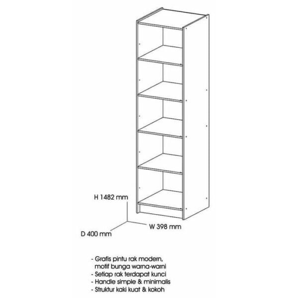 TERMURAH ACTIV FURNITURE ROSE LSG 5 LEMARI RAK BUKU 5 SUSUN - Image 2