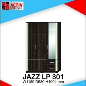 TERMURAH ACTIV FURNITURE JAZZ LP 301 LEMARI PAKAIAN 3 PINTU KACA