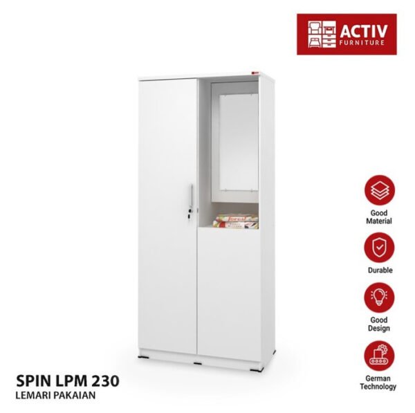TERMURAH ACTIV FURNITURE SPIN LPM 230 LEMARI PAKAIAN 2 PINTU MEJA KACA - Image 3