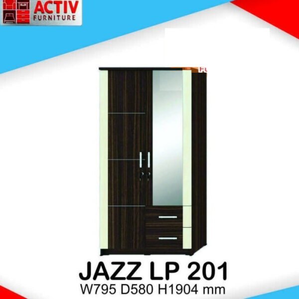 TERMURAH ACTIV FURNITURE JAZZ LP 201 LEMARI PAKAIAN 2 PINTU KACA - Image 3