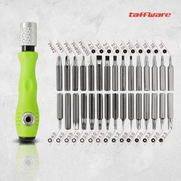 TERMURAH Taffware Obeng 32in1 Magnetic Screwdrivers Tool Smartphone - Green