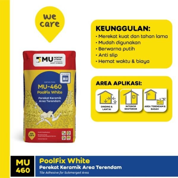 TERMURAH MORTAR UTAMA MU-460 POOLFIX WHITE PEREKAT KERAMIK 25KG - Image 3