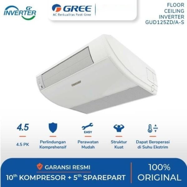 TERMURAH GREE 4 1/2PK 4.5 GUD125ZD/A-S U-MATCH FLOOR CEILING INVERTER