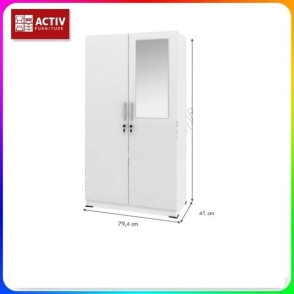 TERMURAH ACTIV FURNITURE SPIN BL 151 LEMARI CERMIN PAKAIAN ANAK -PUTIH - Image 2