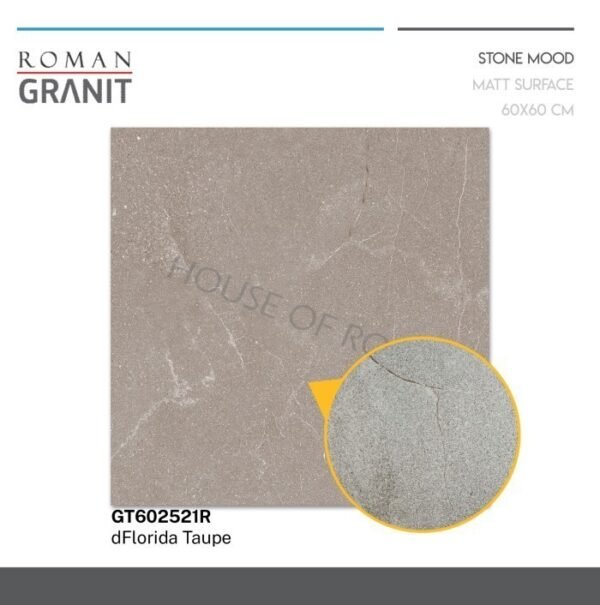 TERMURAH ROMAN GRANIT 60 X 60 GT602521R DFLORIDA TAUPE - Image 4