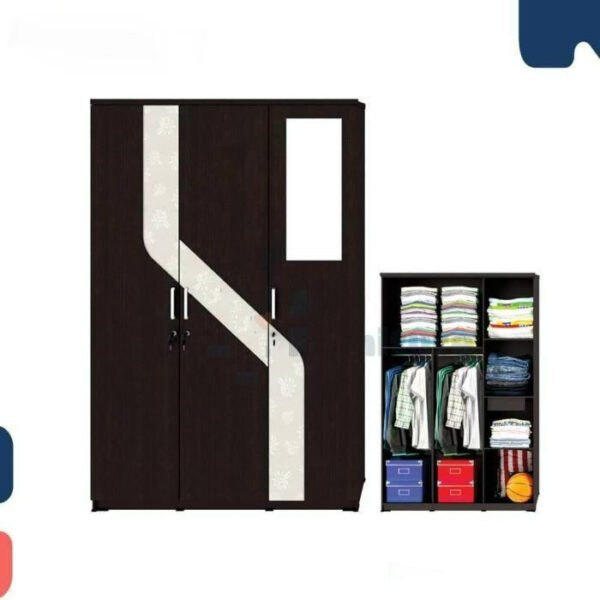 TERMURAH ACTIV FURNITURE SPIN LP 332 LEMARI PAKAIAN 3 PINTU KAYU KACA - Image 2