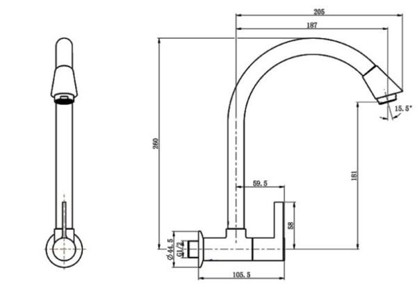 TERMURAH WASSER TL2040 Kran DAPUR LEVER HANDLE SINK TAP SWING SPOUT - Image 2