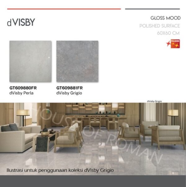 TERMURAH ROMAN GRANIT 60 X 60 GT609881FR DVISBY GRIGIO - Image 4