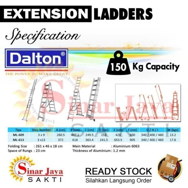 TERMURAH DALTON ML 609 Tangga Lipat Ekstensi Alumunium 6 M - Image 2