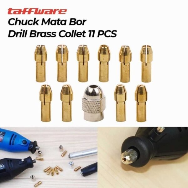 TERMURAH TAFFWARE CHUCK MATA BOR DRILL BRASS COLLET 11PCS - DMPJ-31