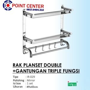 TERMURAH IR-029 GANTUNGAN DINDING TOILET RAK PLANSET DOUBLE