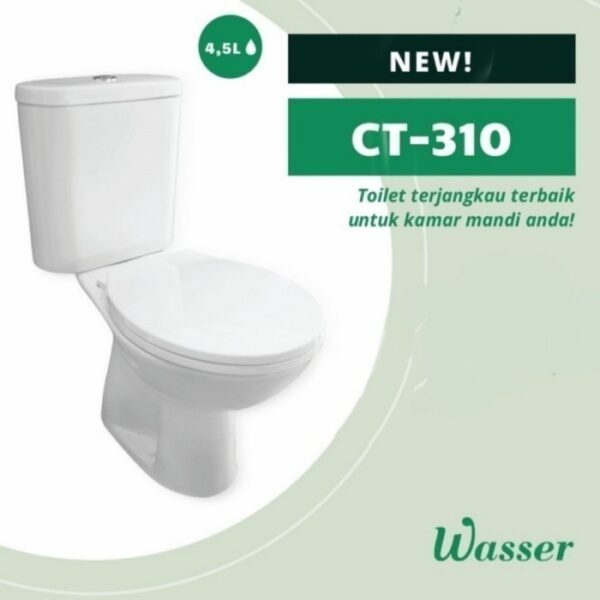 TERMURAH WASSER Kloset Duduk CT 310 STRAP 220 MM SET Monoblok Toilet - Image 3