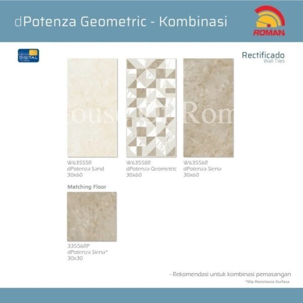 TERMURAH ROMAN KERAMIK 30 X 60R W63558R DPOTENZA GEOMETRIC GOL C - Image 4