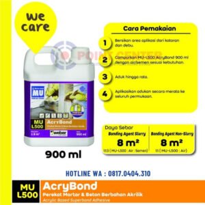 TERMURAH MORTAR UTAMA MU-L500 ACRYBOND PEREKAT MORTAR & BETON 900ML