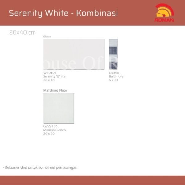 TERMURAH ROMAN KERAMIK 20 X 40 W40106 SERENITY WHITE GOL C - Image 2