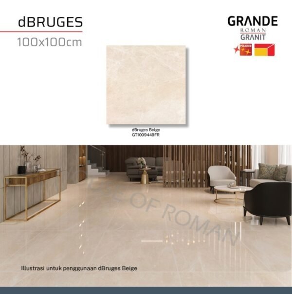 TERMURAH ROMAN GRANIT GRANDE 100 X 100 GT1009449FR DBRUGES BEIGE - Image 3