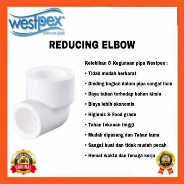 TERMURAH WESTPEX L25-20 (OVERLOOP KNEE 3/4" - 1/2") ELBOW FITTING PPR - Image 2