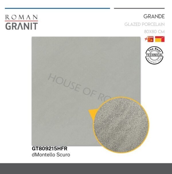 TERMURAH ROMAN GRANIT GRANDE 80 X 80 GT809215HFR DMONTELLO SCURO - Image 4