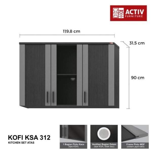 TERMURAH ACTIV FURNITURE KOFI KSA 312 LEMARI DAPUR ATAS 3 PINTU - Image 3