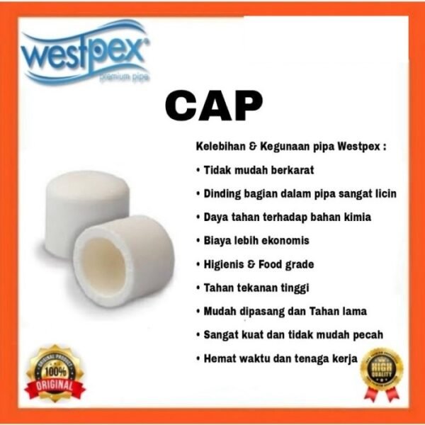 TERMURAH WESTPEX D20 (TUTUP PIPA 1/2") CAP FITTING PPR - Image 2