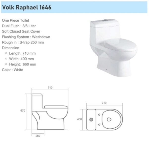 TERMURAH VOLK RAPHAEL 1646 CLOSET DUDUK / MONOBLOK PUTIH ONE PIECES - Image 2