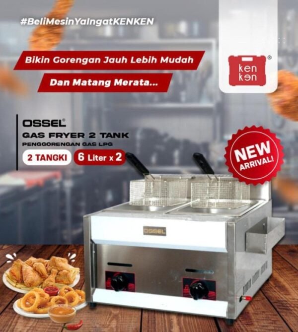 TERMURAHGAS FRYER 2 TANGKI OSSEL PENGGORENGAN KENTANG GAS DEEP FRYER
