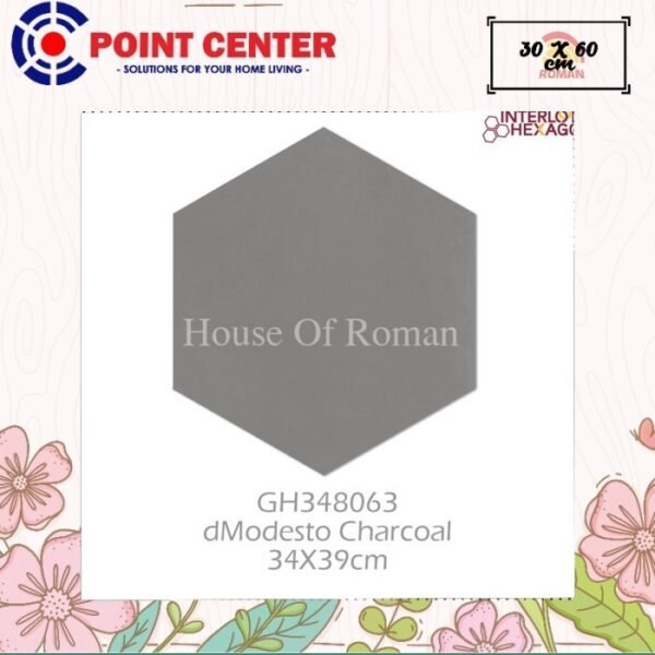 TERMURAH ROMAN HEXAGONAL 34 X 39 GH348063 DMODESTO CHARCOAL GOL A