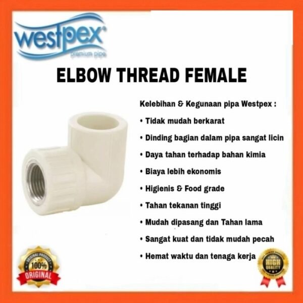 TERMURAH WESTPEX L32 X 1F (KNEE DD 1" X 1") ELBOW FITTING PPR - Image 2