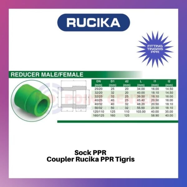TERMURAH VLOK SOCK 1-1/2 X 1 REDUCER FEMALE 50 X 32MM RUCIKA TIGRIS - Image 2