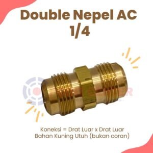 TERMURAH DOUBLE NEPEL AC 1/4 SAMBUNGAN PIPA AC KUNINGAN