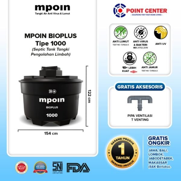 TERMURAH MPOIN BIOPLUS 1000L - TANGKI SEPTIC TANK
