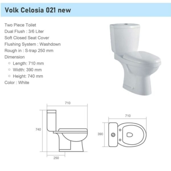 TERMURAH VOLK CELOSIA 021C TWO PIECE TOILET / CLOSET DUDUK - Image 2